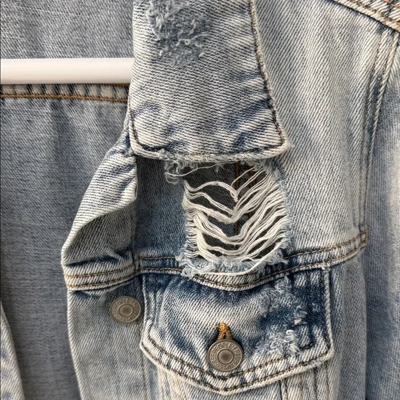 Free People Light Blue Distressed Jean Jacket - Picture 2 of 9